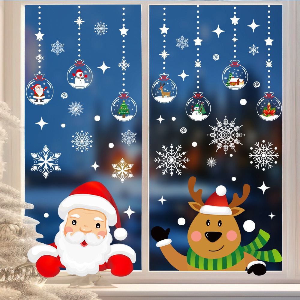 Cartoon Christmas Santa Claus  - đánh giá và giá Snowflake Window Decal