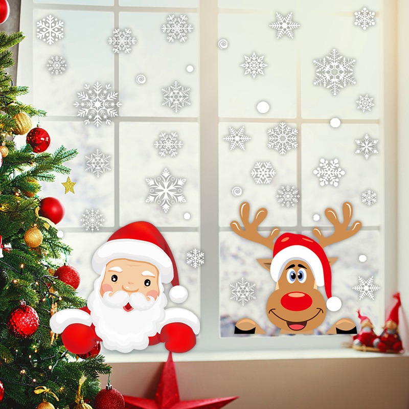 Cartoon Christmas Santa Claus  - đánh giá và giá Snowflake Window Decal