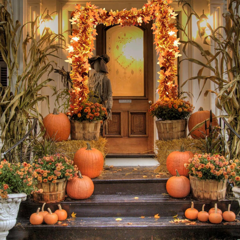 2pcs Thanksgiving Fall Maple L - đánh giá và giá Tinsel Garland Decoration