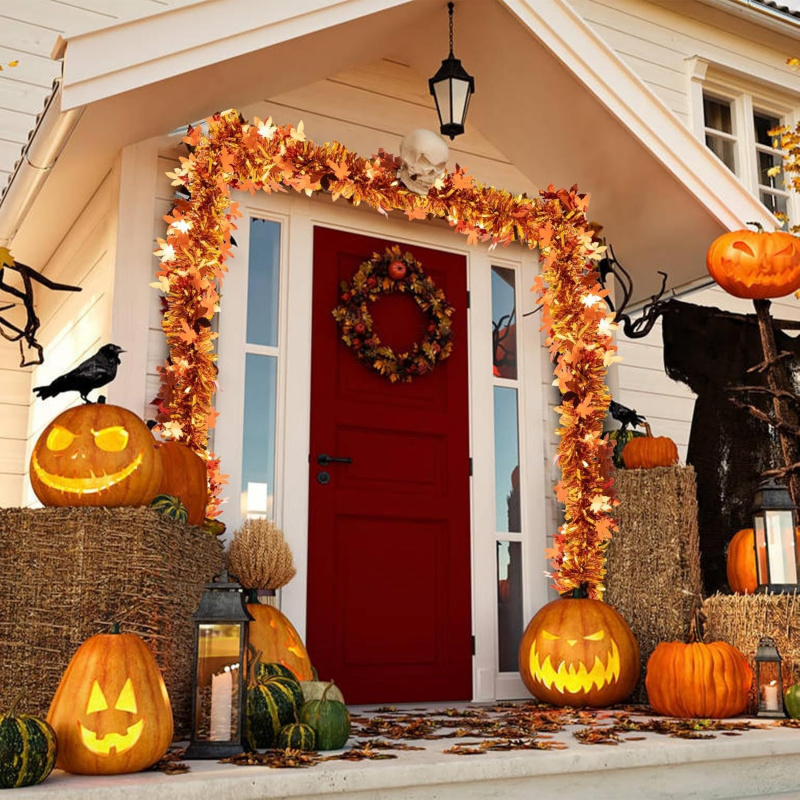 2pcs Thanksgiving Fall Maple L - đánh giá và giá Tinsel Garland Decoration
