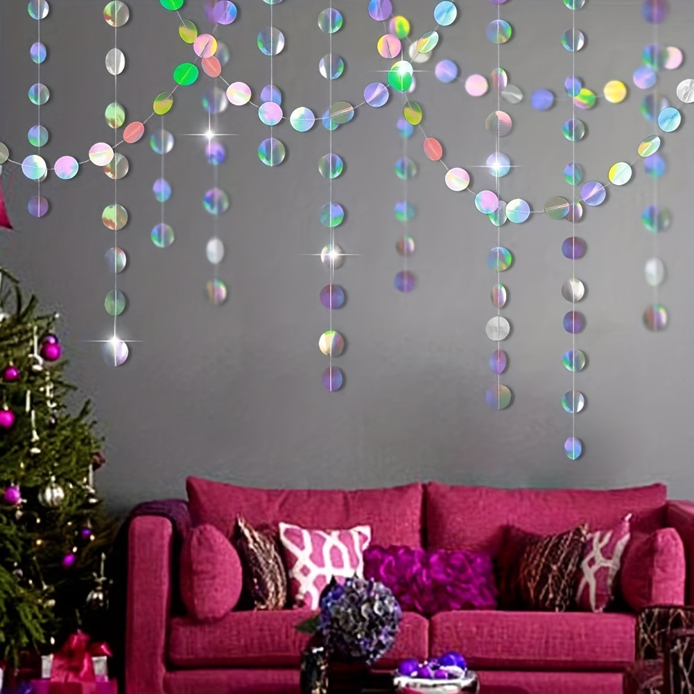 1pc Shimmering Iridescent Circ - đánh giá và giá Tinsel Garland Decoration