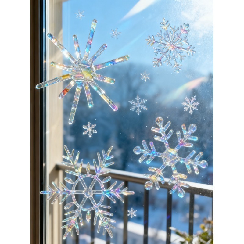 Xmas Snowflake Pattern Rainbow - đánh giá và giá Snowflake Window Decal